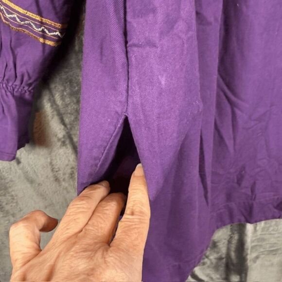 Free People Fleur de Jour Shift Dress Purple Embroidered Off Shoulder Size Small - Picture 6 of 12